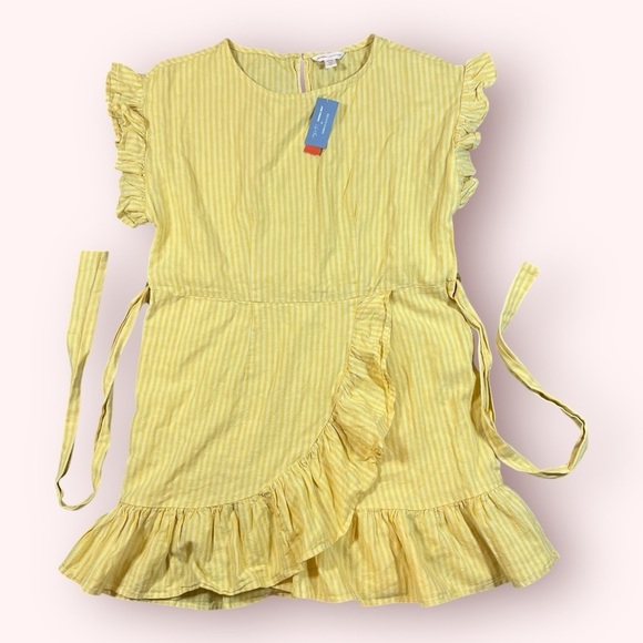 JILLIAN HARRIS X JOE FRESH Sunshine Yellow Ruffle Linen Dress NWT Women's M - Picture 3 of 5
